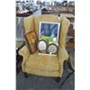 Image 1 : Gold Cloth Wingback Chair