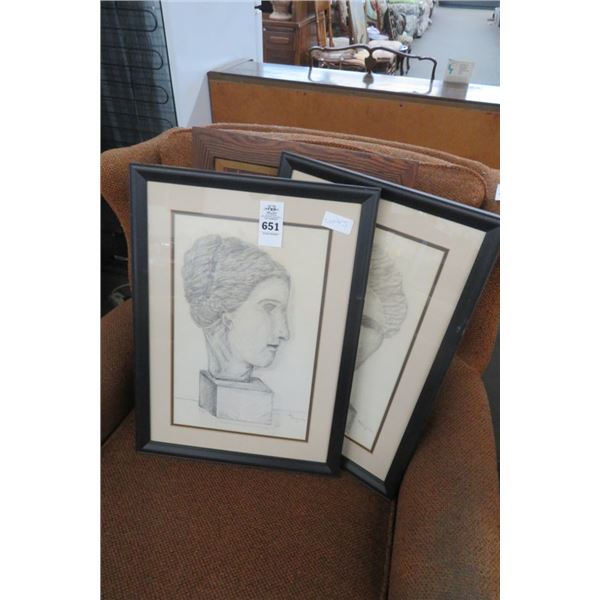 Framed Artist Signed Etching - 20" x 15" (3)