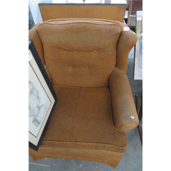 Tan Fabric Wingback Chair