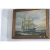 Image 1 : Framed Oil On Canvas Tall Ship - 27" x 21"