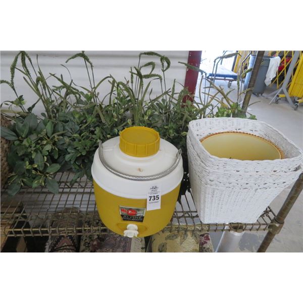 Basket, Silk Plants, Thermos