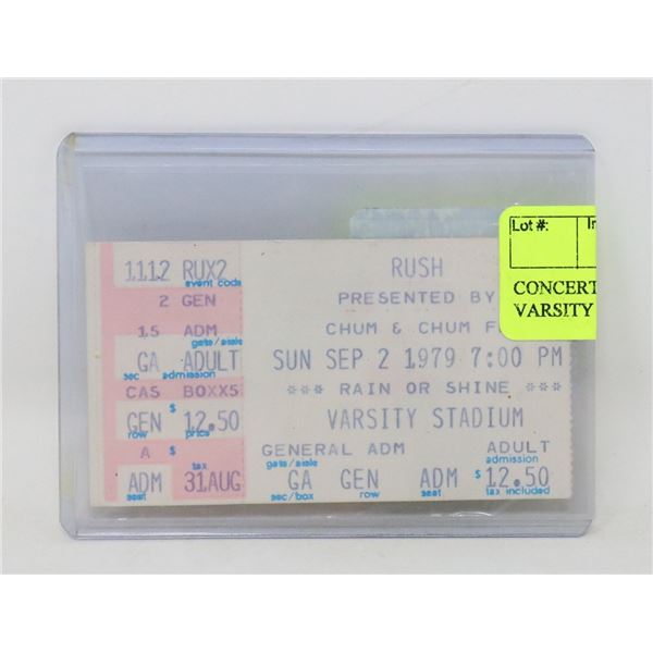CONCERT TICKET STUB RUSH 1979 VARSITY STADIUM