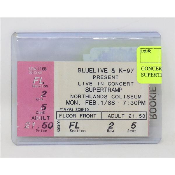 CONCERT TICKET STUB SUPERTRAMP 1988 COLISEUM