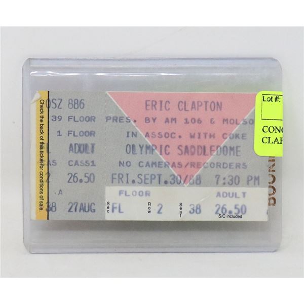 CONCERT TICKET STUB ERIC CLAPTON 1988 SADDLEDOME