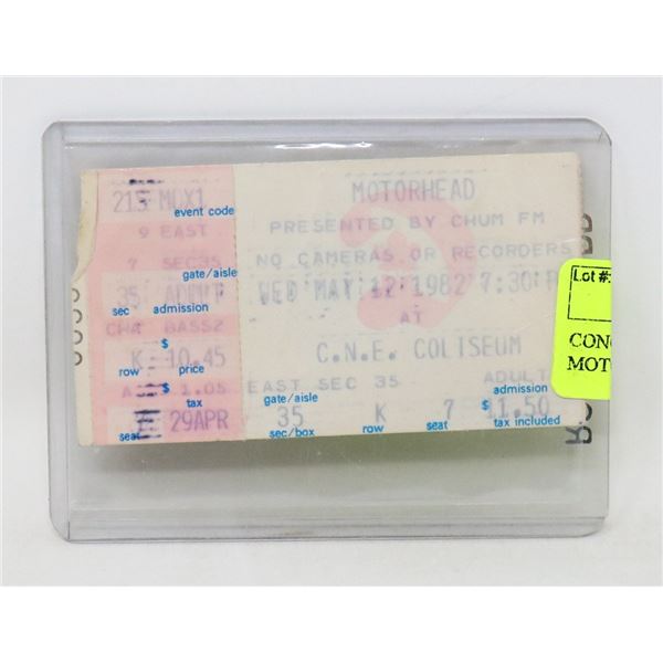 CONCERT TICKET STUB MOTORHEAD 1982 CNE
