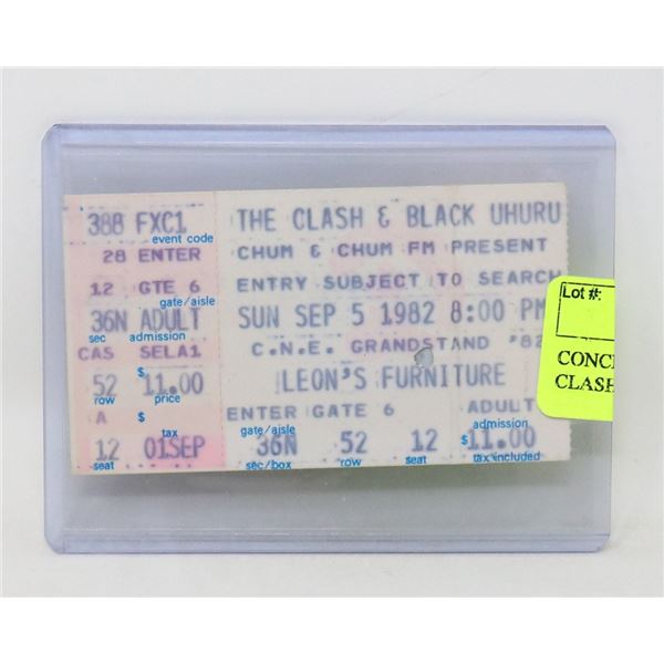 CONCERT TICKET STUB THE CLASH/BLACK UHURU 1982