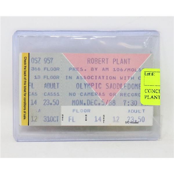 CONCERT TICKET STUB ROBERT PLANT 1988 SADDLEDOME