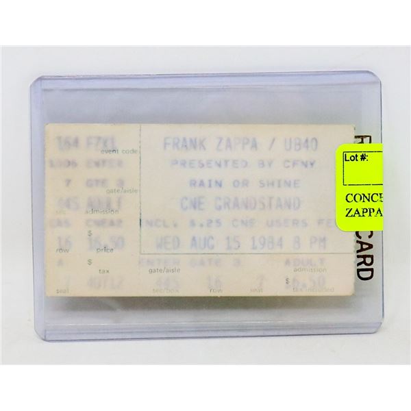 CONCERT TICKET STUB FRANK ZAPPA 1984 CNE