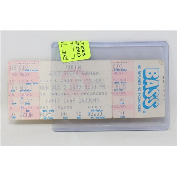 CONCERT TICKET STUB QUEEN W/BILLY SQUIRE 1982