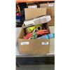 Image 1 : BOX OF REPAIR FABRIC, EXTENSION CORD AND MORE