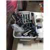 Image 2 : ELECTRIC FAN AND TWO TOTES OF HARDWARE