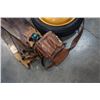 Image 3 : 4 BOLT DOUGHNUT TIRE, WITH HANDSAWS, BOAT PROPELLER AND LEATHER TOOL SATCHEL