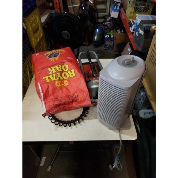 BAG OF CHARCOAL, GLIMOUR SPRINKLER, , BIONAIRE FAN AND RC HELICOPTER