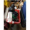 Image 2 : 2 BOXES AND BASKET OF LIGHTS, SHOP SUPPLIES, RATCHET STRAPS, PLUNGE ROUTER