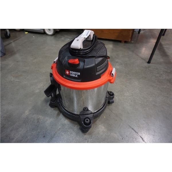 PORTER CABLE STAINLESS 5 GALLON SHOP VAC TESTED AND WORKING NO HOSE