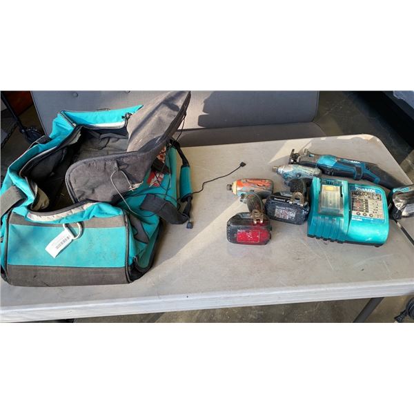 MAKITA CORDLESS TOOL SET - 2 IMPACT GUNS, SAWZALL, 3 BATTERIES AND CHARGER - TESTED AND WORKING