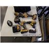 Image 1 : DEWALT CORDLESS TOOL SET - SAWZALL, 2 IMPACT GUNS, DRILL, 4 BATTERIES AND CHARGER