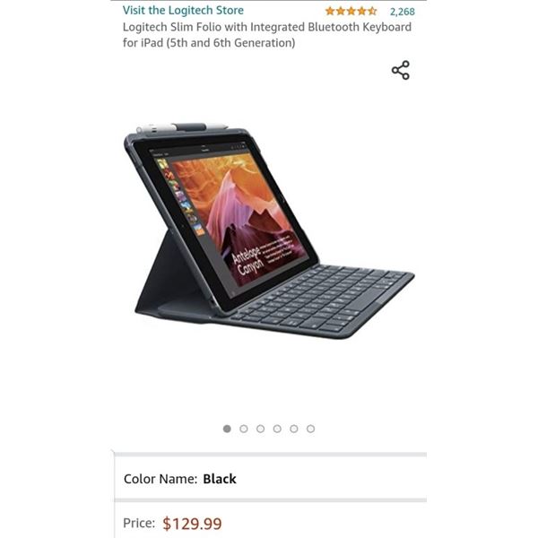 Logitech Slim Folio with Integrated Bluetooth Keyboard for iPad pro 9.7 - Retail $129.99