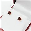 Image 2 : NEW 10KT. YELLOW GOLD 4MM X 4MM GENUINE GARNET EARRINGS, RETAIL $400.00,