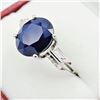 Image 2 : NEW STERLING SILVER 11MM X 9MM GENUINE BLUE SAPPHIRE RING, W/A $1300.00, SIZE 8.75