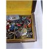 Image 2 : WOOD JEWELRY BOX WITH CONTENTS