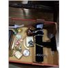 Image 2 : TRAY OF VINTAGE AND ANTIQUE COLLECTIBLES MEDALS, POCKET WATCHES AND MORE