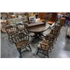 Image 1 : WOOD DINING TABLE WITH 3 LEAFS AND 9 CHAIRS