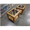 Image 2 : PAIR OF OAK GLASSTOP ENDTABLES