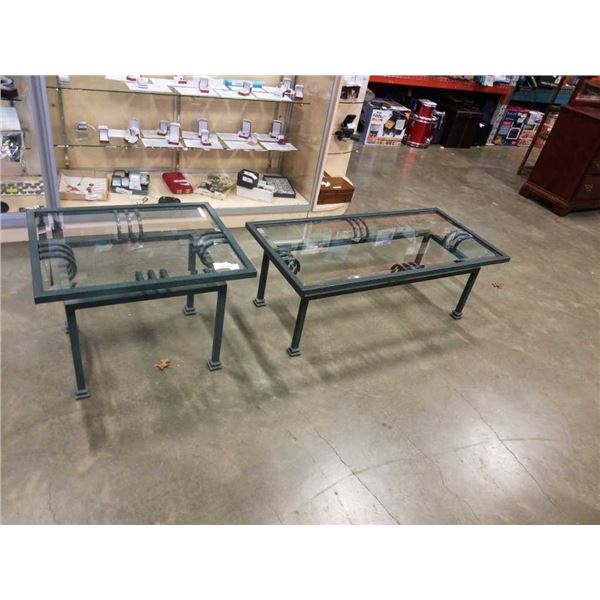 METAL FRAME GLASSTOP COFFEE AND ENDTABLE