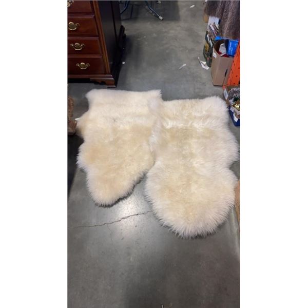 2 GENUINE SHEEPSKIN RUGS 3.5FT LONG