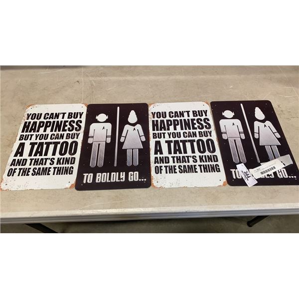 4 NEW METAL SIGNS STAR TREK/TATTOO