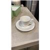 Image 3 : SILVER PLATE TEAPOT, CREAM AND SUGAR AND PORTMEIRION ESPRESSO CUP AND SAUCERS