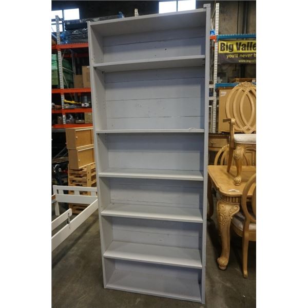 GREY BOOKSHELF - 83 INCHES TALL, 33 INCHES WIDE