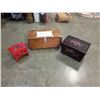 Image 1 : SHOE SHINE KIT, DECORATIVE TRUNK AND WOOD CRATE