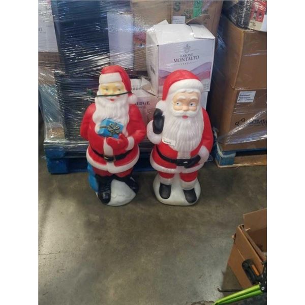 2 SANTA LIGHT UP CHRISTMAS LAWN ORNAMENTS