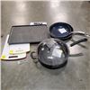 Image 1 : 2JA Henkels cutting boards, Rock Griddle, Blue Diamond pans and Tfal sauce pan with lid