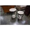 Image 1 : PAIR OF METAL BASE STONE TOP ENDTABLES