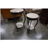Image 2 : PAIR OF METAL BASE STONE TOP ENDTABLES
