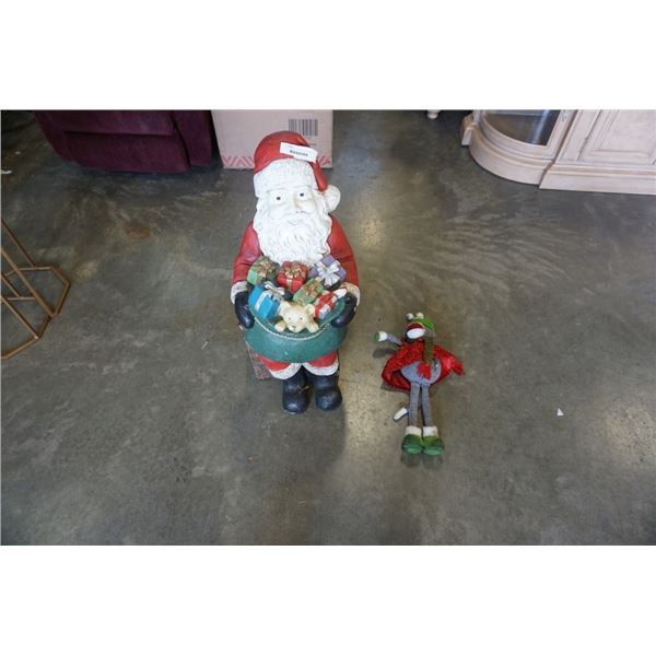 31" CAST SANTA FIGURE AND CHRISTMAS MONKEY