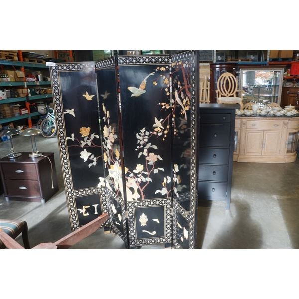 4 PANEL EASTERN ROOM DIVIDER WITH STONE DECORATION