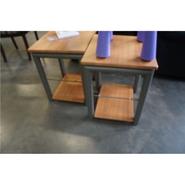 PAIR OF METAL FRAME ENDTABLES