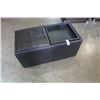 Image 1 : BLACK LEATHER LOOK STORAGE OTTOMAN WITH 2 REVERSIBLE LIDS