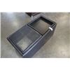 Image 2 : BLACK LEATHER LOOK STORAGE OTTOMAN WITH 2 REVERSIBLE LIDS