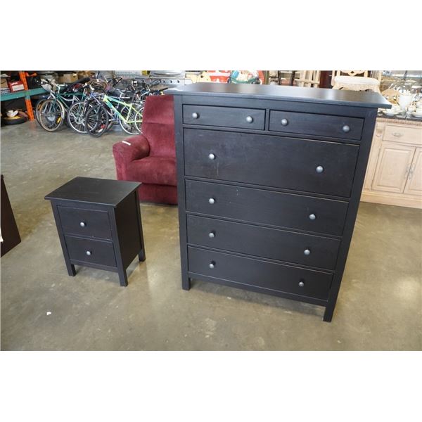 IKEA 6 DRAWER BLACK CHEST OF DRAWERS AND 2 DRAWER NIGHTSTAND