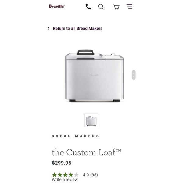 Breville The Custom Loaf Bread Maker - Working, Retail $299.95