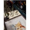 Image 4 : 3 CANDLE HOLDERS, METAL BUCKET AND FOX PRINT