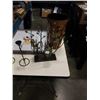 Image 5 : 3 CANDLE HOLDERS, METAL BUCKET AND FOX PRINT