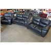 Image 1 : LORENZO 2 BLACK LEATHER LOVESEATS AND ARMCHAIR