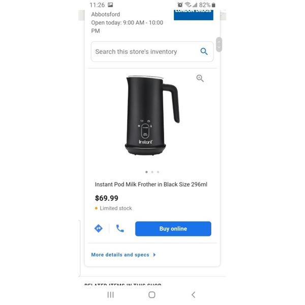 Instant Pod Milk Frother in Black - Working, Retail $69.99