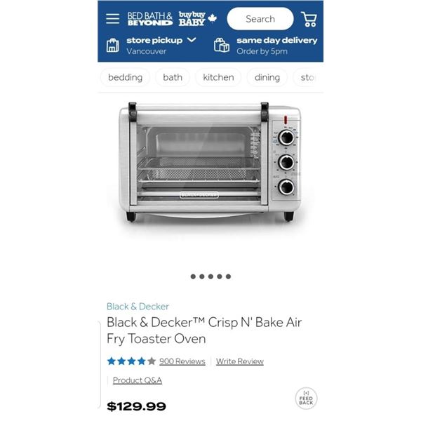 Black & Decker™ Crisp N' Bake Air Fry Toaster Oven - working, Retail $129.99